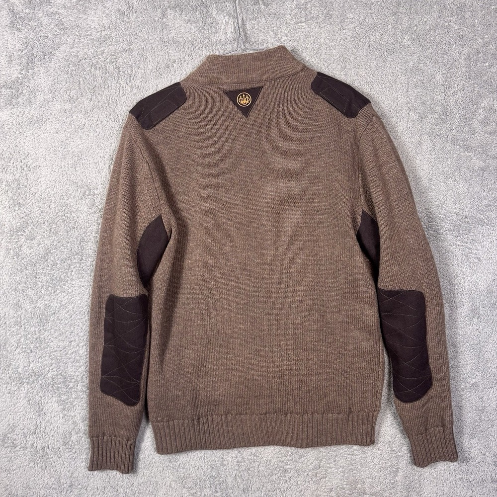 Beretta Sweater Men M Lambs Wool Lined Wind Barrier Shooting Hunting Elbow Patch - Picture 11 of 15